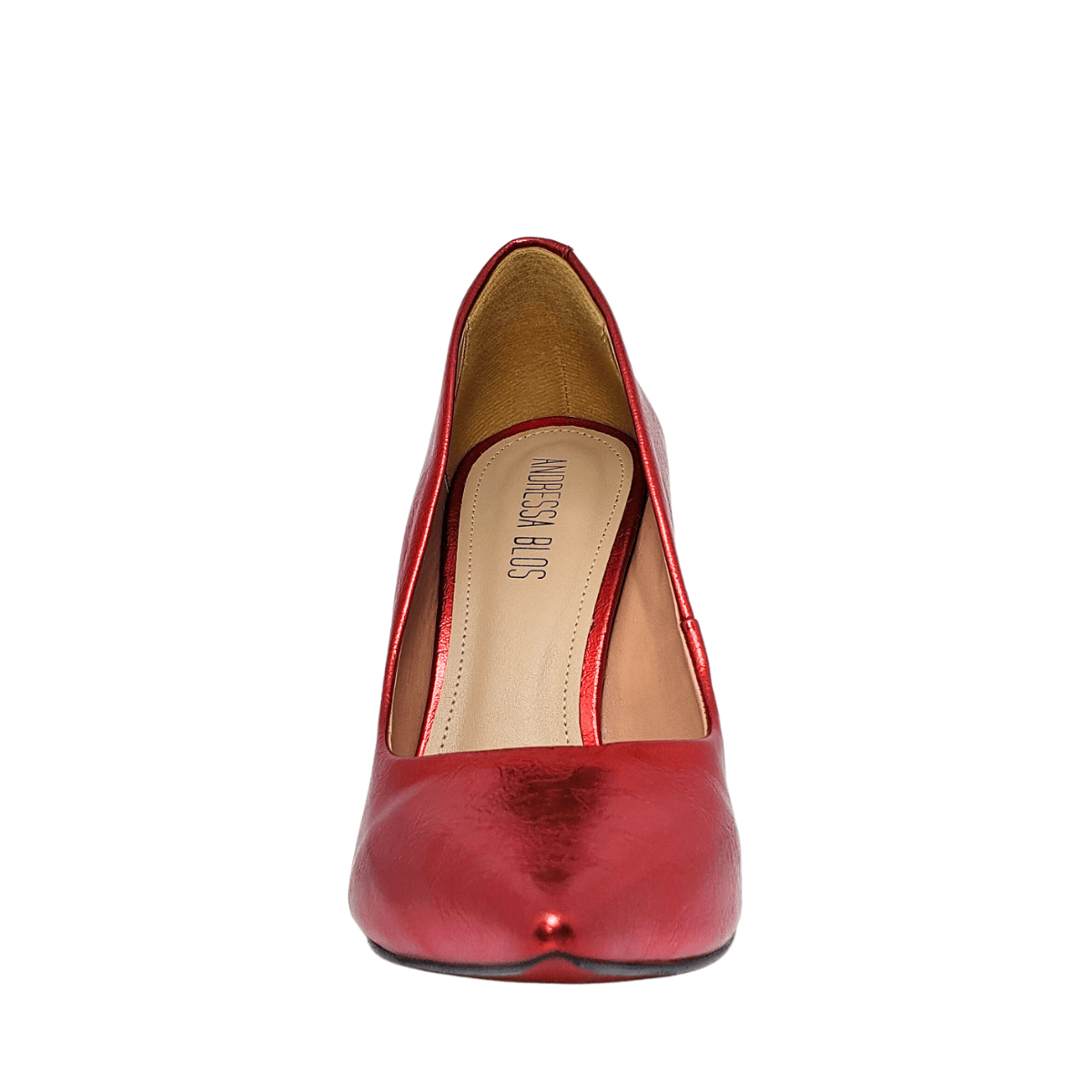 Scarpin Vermelho Metalizado Salto Alto 10cm Sola Vermelha