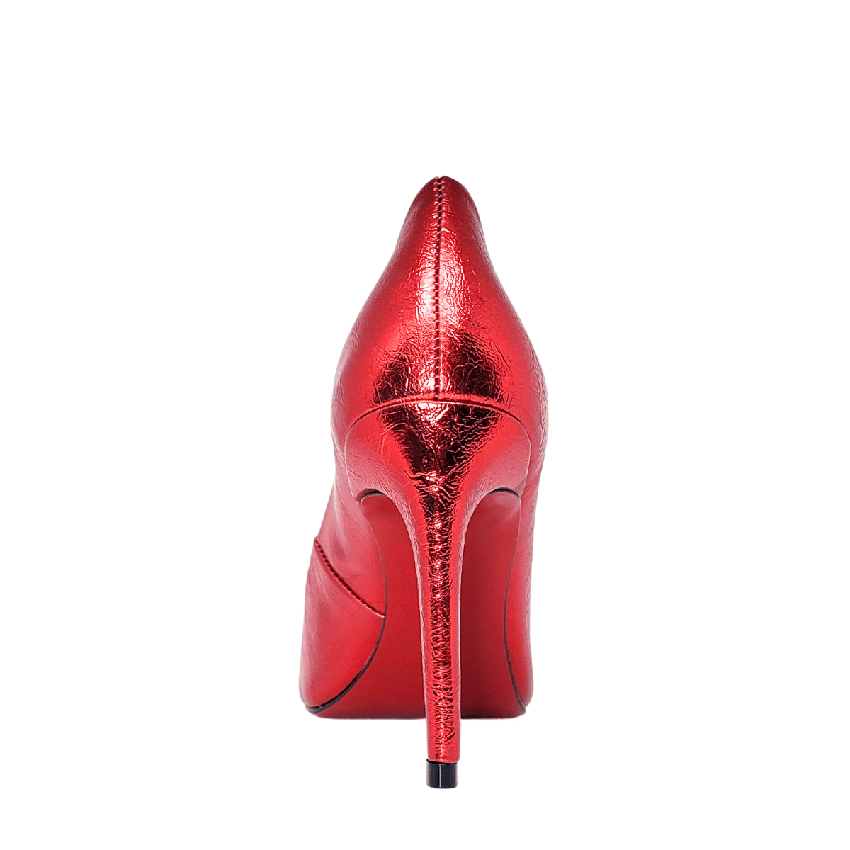 Scarpin Vermelho Metalizado Salto Alto 10cm Sola Vermelha