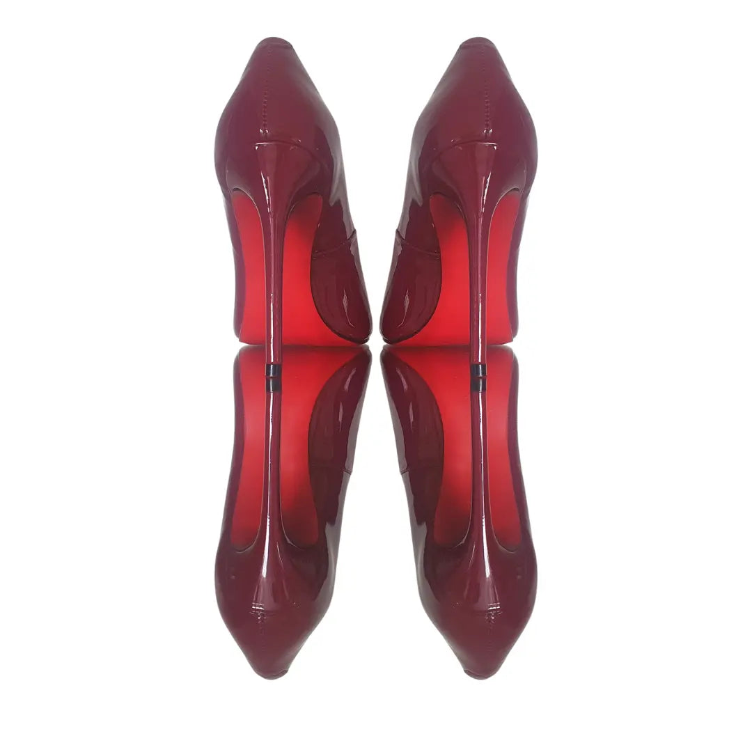Scarpin Marsala Verniz Salto Alto 12cm Sola Vermelha