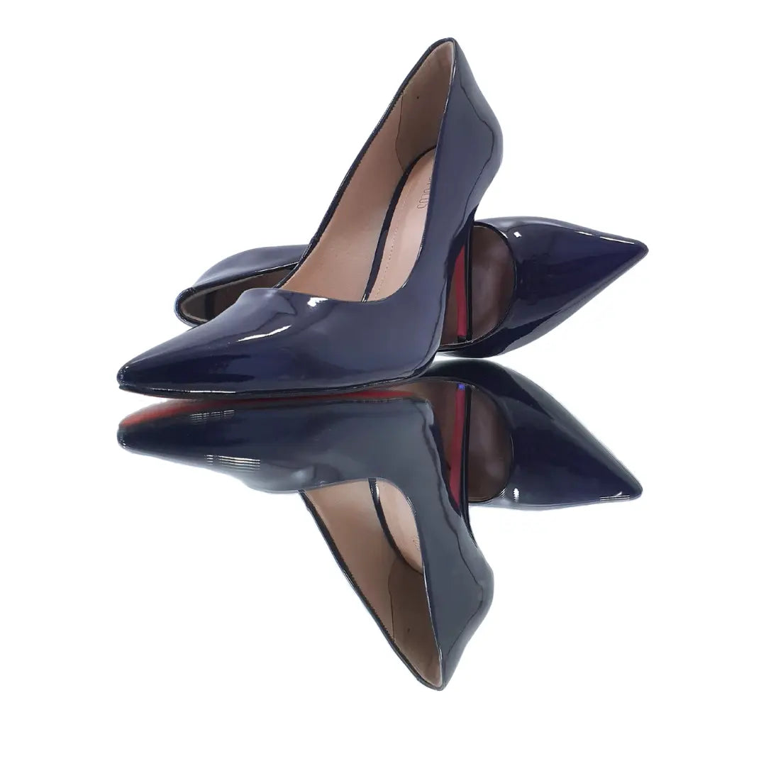 Scarpin Azul Marinho Verniz Salto Alto 12cm Sola Vermelha