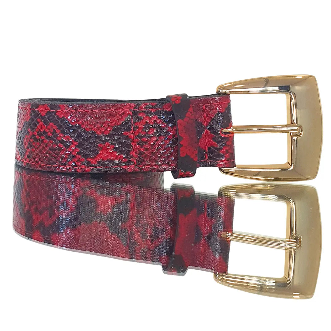 Cinto Couro Legítimo Vermelho Cobra (3,5cm Larg)