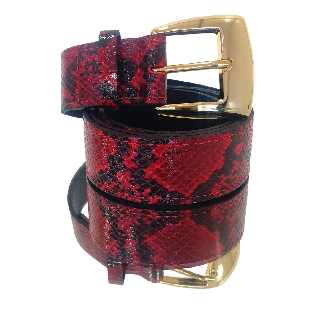 Cinto Couro Legítimo Vermelho Cobra (3,5cm Larg)