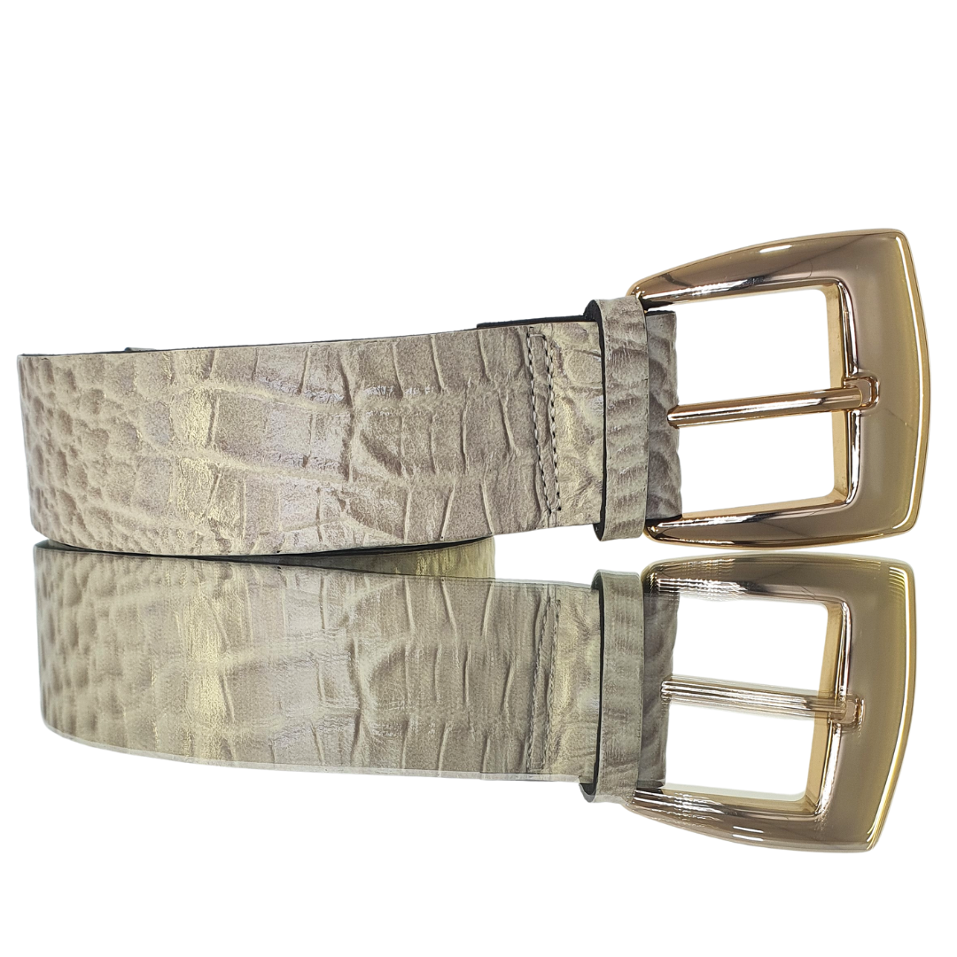 Cinto Couro Legítimo Off White Croco