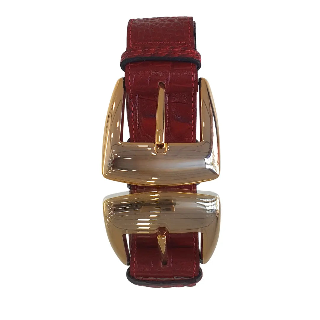 Cinto Couro Legítimo Vermelho Croco (3,5cm Larg)