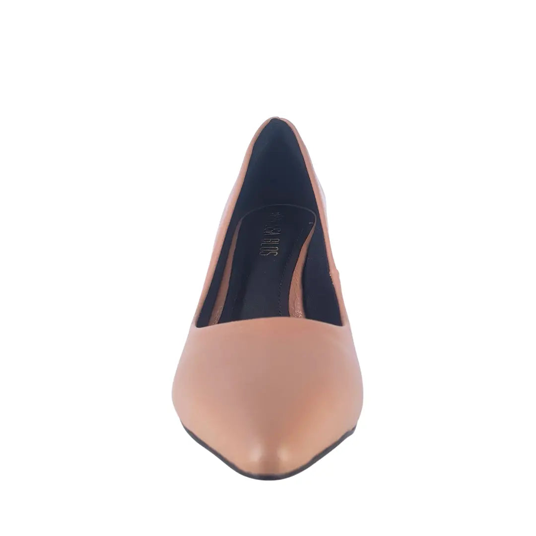 Scarpin Couro Legítimo Nude Fosco Salto Alto 10cm Sola Vermelha
