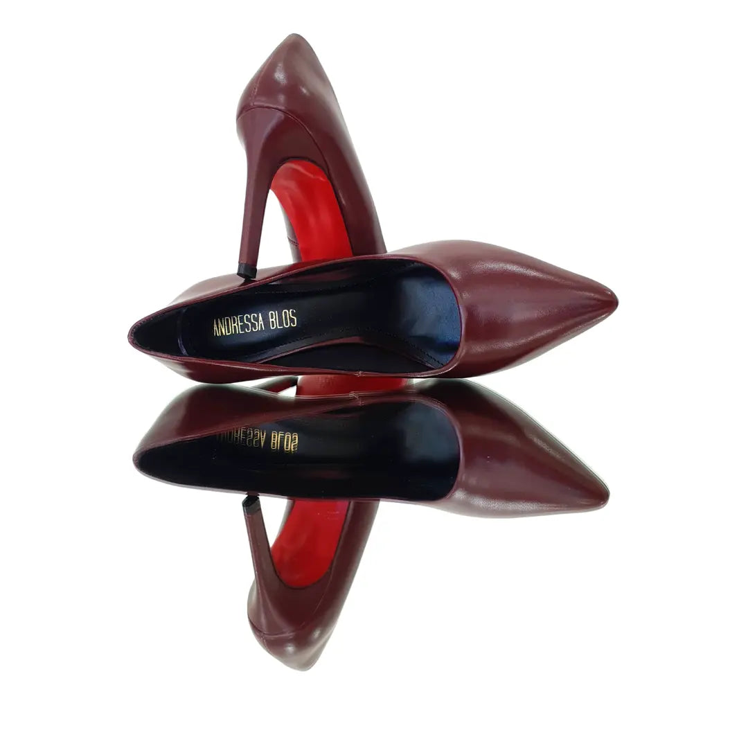 Scarpin Marsala Acetinado Salto Alto 10cm Sola Vermelha