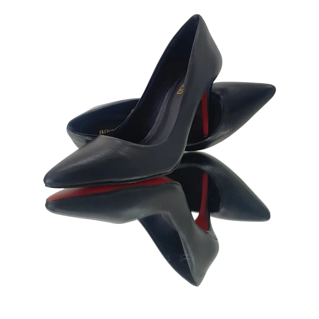 Scarpin Couro Legítimo Preto Fosco Salto Alto 10cm Sola Vermelha