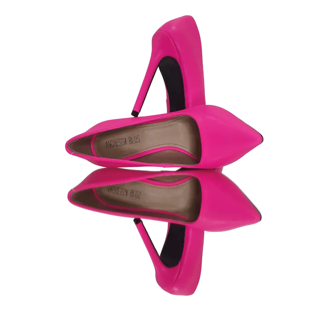 Scarpin Rosa Neon Salto Alto 12cm Sola Preta