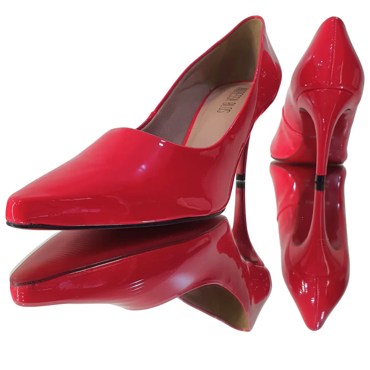 Scarpin Vermelho Verniz Salto Médio 8cm Sola Vermelha