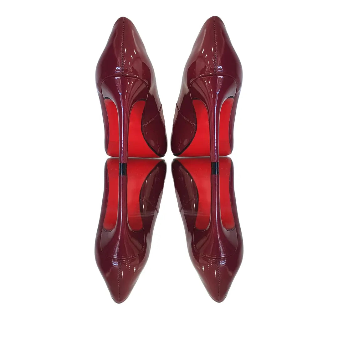 Scarpin Marsala Verniz Salto Alto 10cm Sola Vermelha