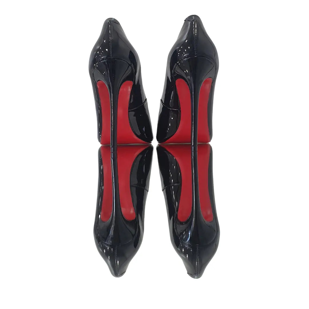 Scarpin Preto Verniz Salto Alto 12cm Sola Vermelha