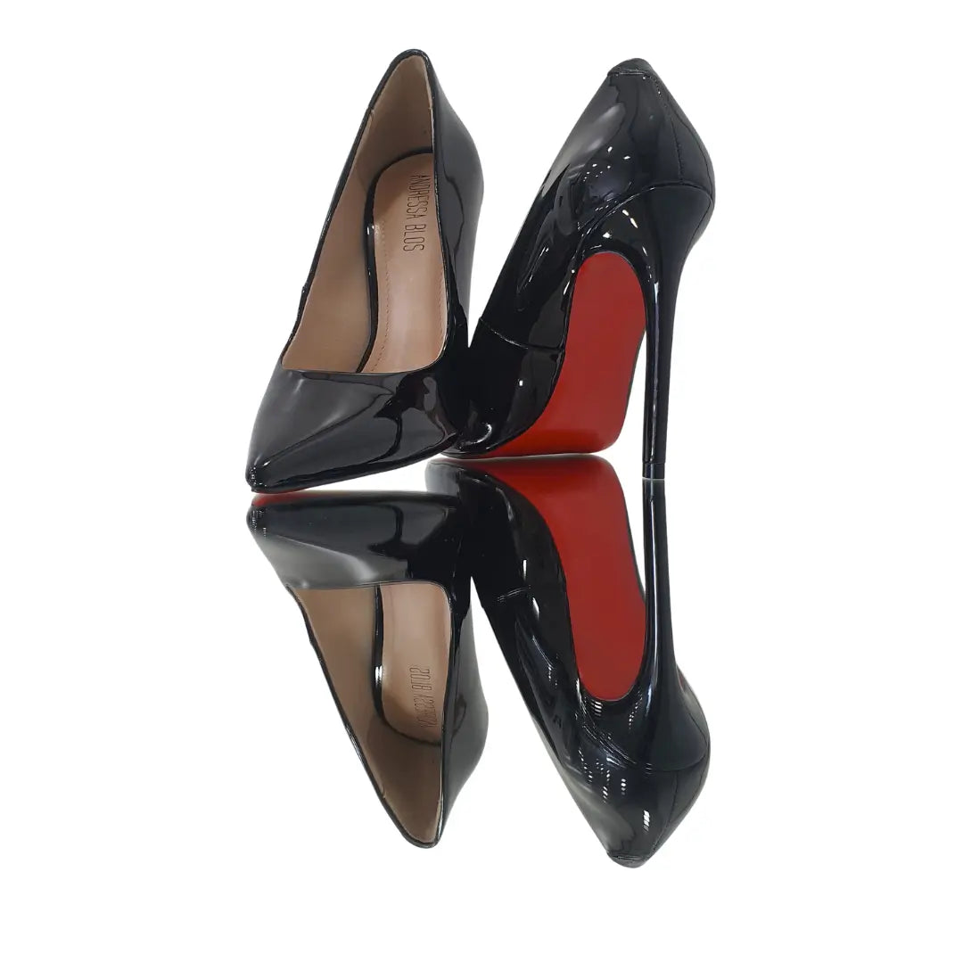 Scarpin Preto Verniz Salto Alto 12cm Sola Vermelha