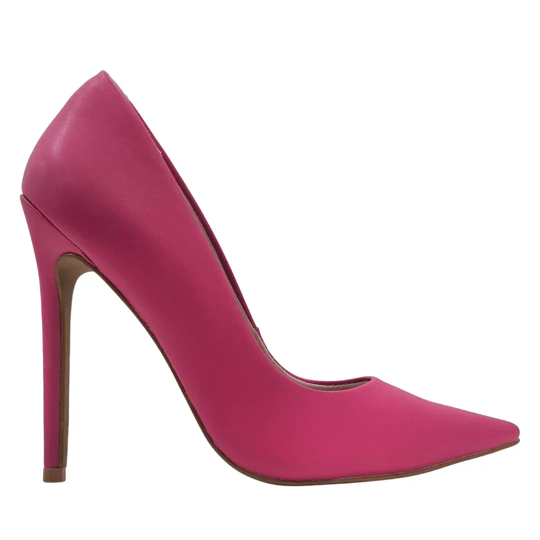 Scarpin Rosa Forte Fosco Salto Alto 12cm Sola Bege