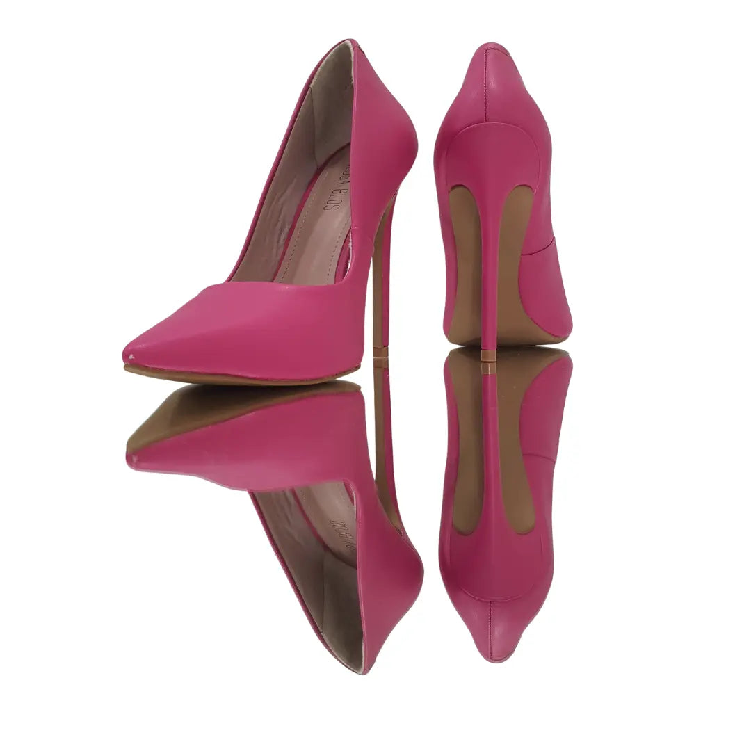 Scarpin Rosa Forte Fosco Salto Alto 12cm Sola Bege