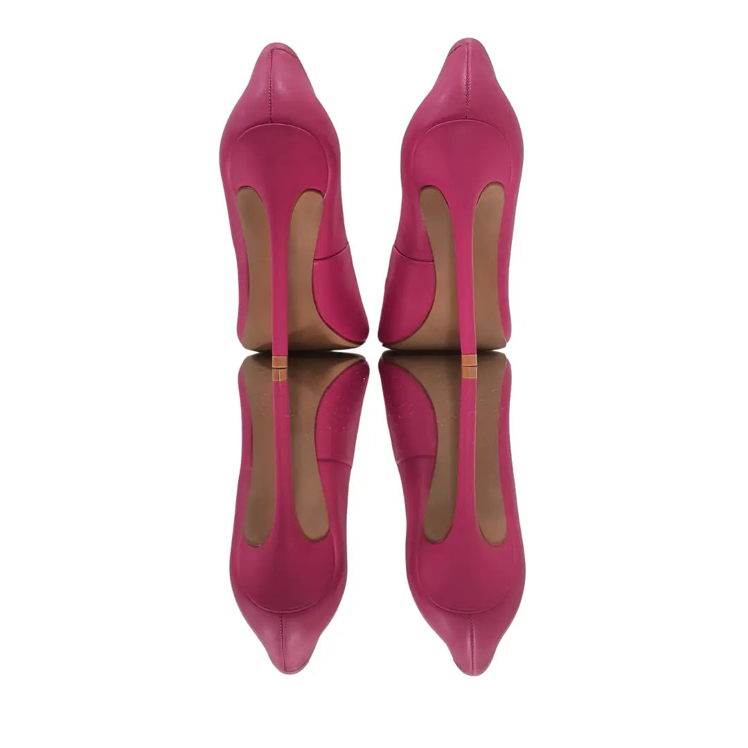 Scarpin Rosa Forte Fosco Salto Alto 12cm Sola Bege