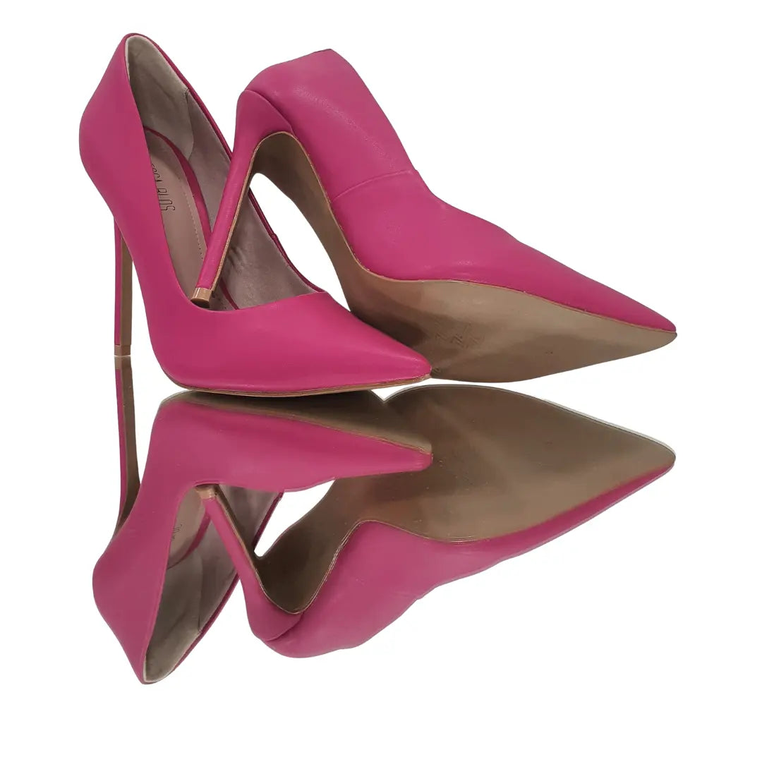 Scarpin Rosa Forte Fosco Salto Alto 12cm Sola Bege