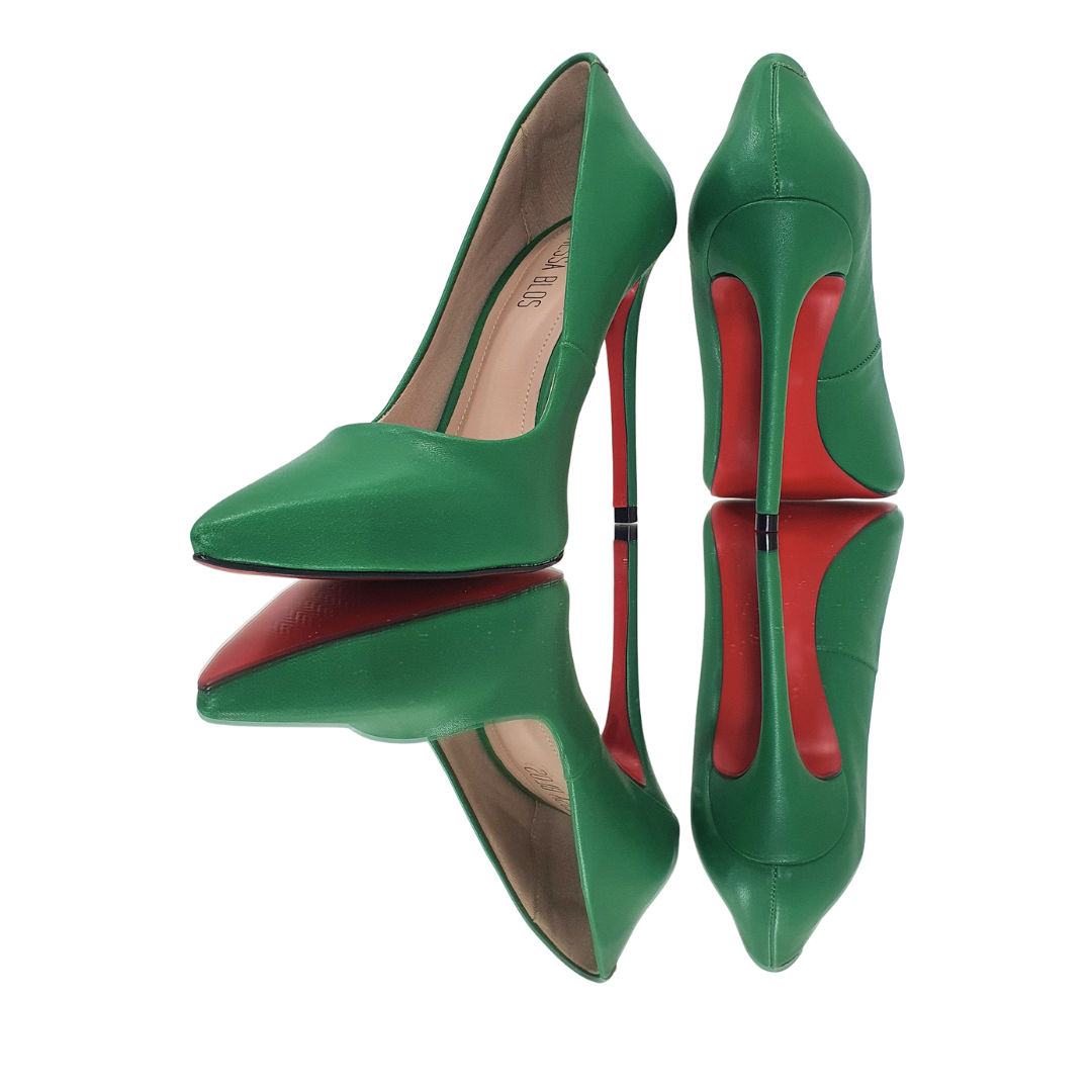Scarpin Verde Bandeira Fosco Salto Alto 12cm Sola Vermelha