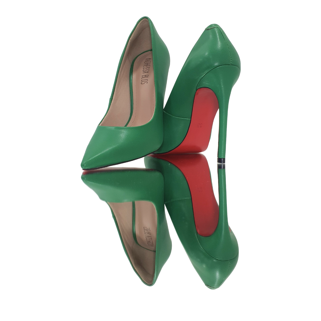 Scarpin Verde Bandeira Fosco Salto Alto 12cm Sola Vermelha