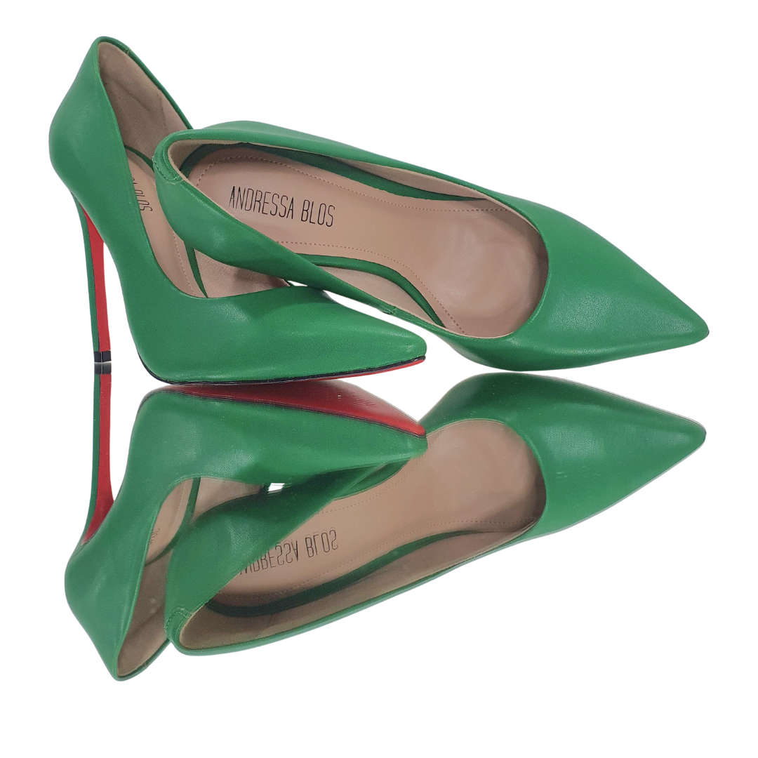 Scarpin Verde Bandeira Fosco Salto Alto 12cm Sola Vermelha