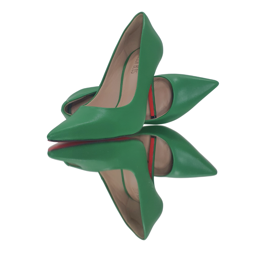 Scarpin Verde Bandeira Fosco Salto Alto 12cm Sola Vermelha