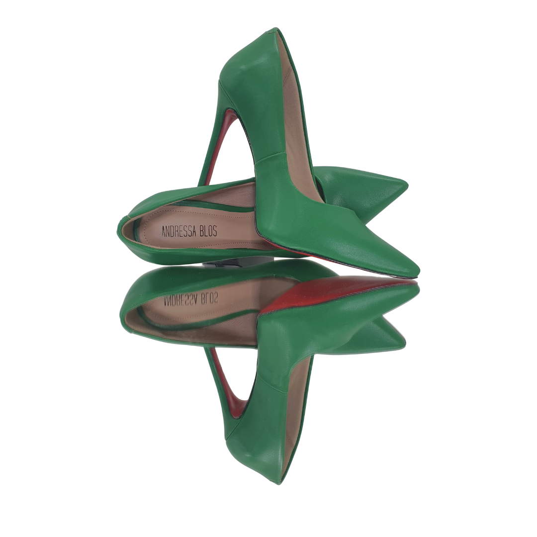 Scarpin Verde Bandeira Fosco Salto Alto 12cm Sola Vermelha