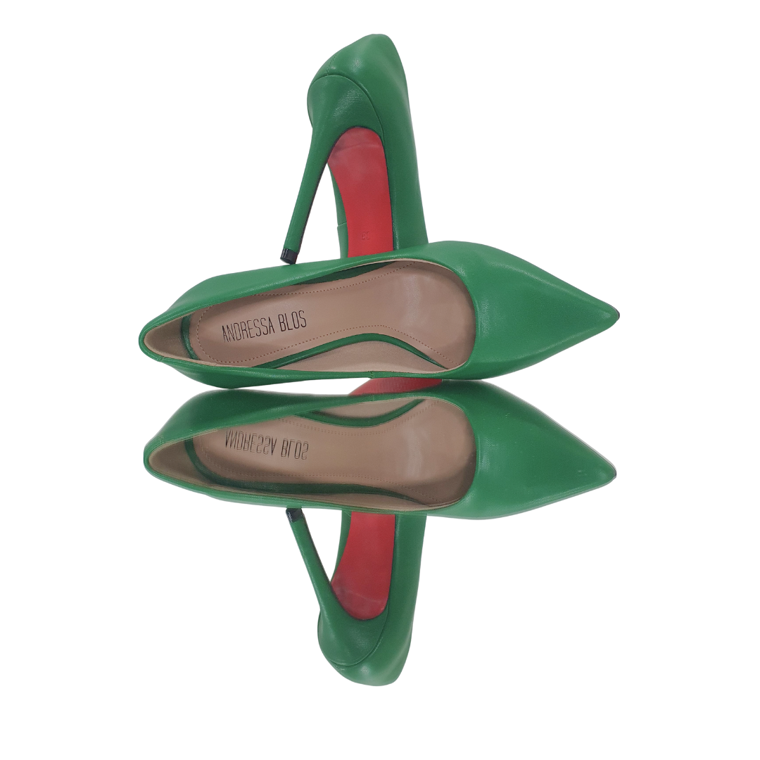Scarpin Verde Bandeira Fosco Salto Alto 12cm Sola Vermelha