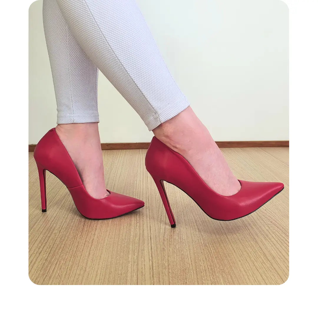 Scarpin Vermelho Fosco Salto Alto 12 cm Sola Vermelha