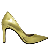 Scarpin Dourado Espelhado Salto Alto 10cm Sola Vermelha