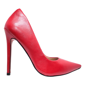 Scarpin Vermelho Fosco Salto Alto 12 cm Sola Vermelha