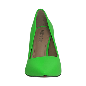 Scarpin Verde Neon Fosco Salto Alto 12 cm Sola Vermelha