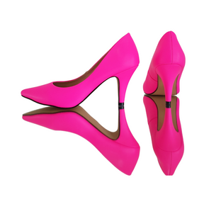 Scarpin Rosa Neon Fosco Salto Alto 8cm Sola Bege