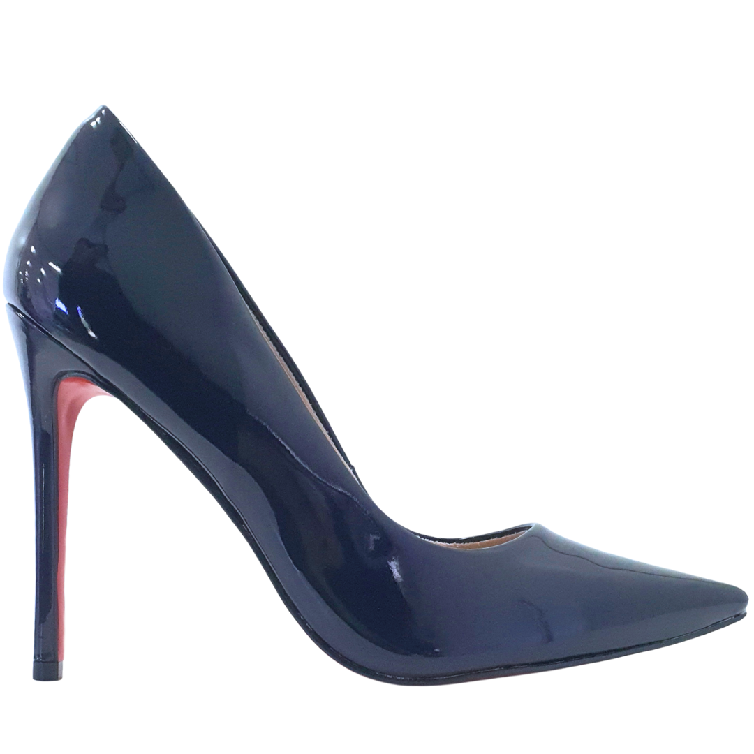 Scarpin Azul Marinho Verniz Salto Alto 12cm Sola Vermelha