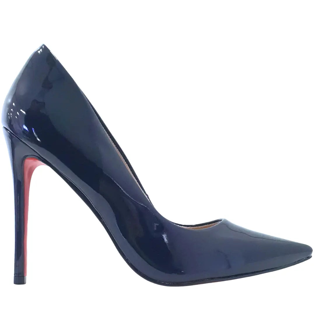 Scarpin Azul Marinho Verniz Salto Alto 12cm Sola Vermelha