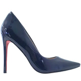Scarpin Azul Marinho Verniz Salto Alto 12cm Sola Vermelha