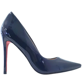 Scarpin Azul Marinho Verniz Salto Alto 12cm Sola Vermelha