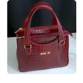 Bolsa Couro Legítimo Vinho Croco Com Alça Transversal Removível