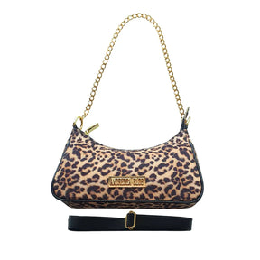 Bolsa Onça Pequena Corrente Dourada Com Alça de Mão e Tiracolo Removível Modelo Paris