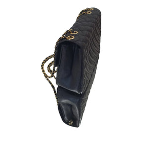 Bolsa Veneza Couro Legítimo Preto Floater Matelassê Com Alça de Corrente Ajustável