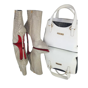 Bota Couro Legítimo Croco Salto Alto 12cm Sola Vermelha