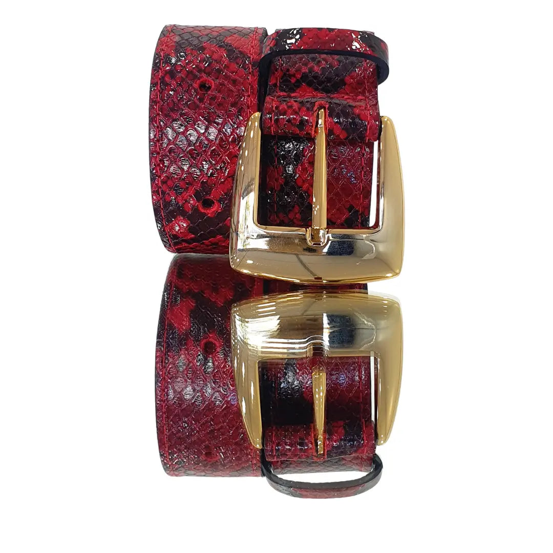Cinto Couro Legítimo Vermelho Cobra (3,5cm Larg)