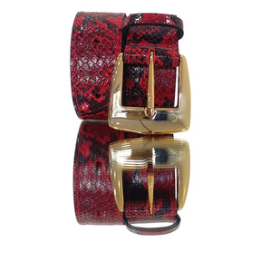 Cinto Couro Legítimo Vermelho Cobra (3,5cm Larg)