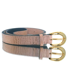 Cinto Couro Legítimo Nude Croco (2,5cm Larg)