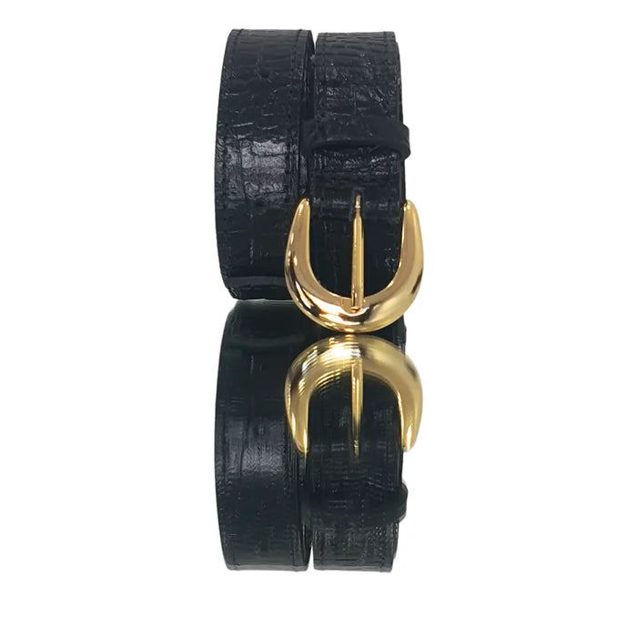Cinto Couro Legítimo Preto Croco (2,5cm Larg)