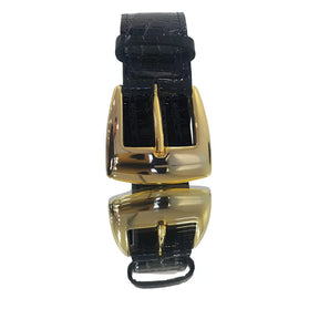 Cinto Couro Legítimo Preto Verniz Croco (3,5cm Larg)
