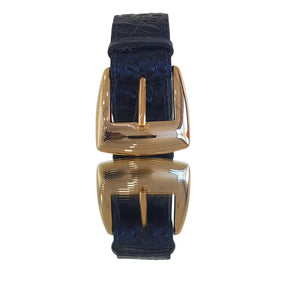 Cinto Couro Legítimo Azul Marinho Croco (3,5cm Larg)