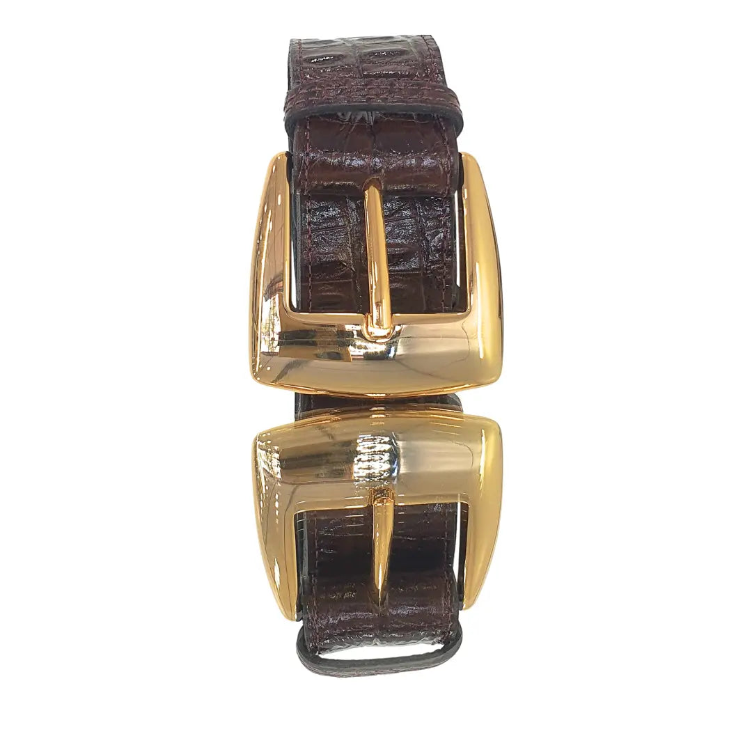 Cinto Couro Legítimo Marrom Croco (3,5cm Larg)