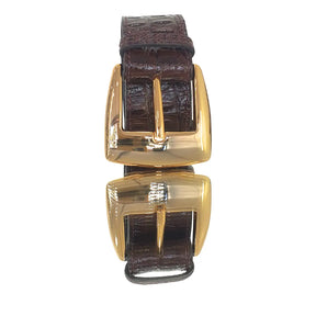 Cinto Couro Legítimo Marrom Croco (3,5cm Larg)