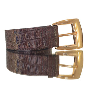 Cinto Couro Legítimo Marrom Croco (3,5cm Larg)
