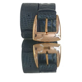 Cinto Couro Legítimo Verde Militar Croco (3,5cm Larg)