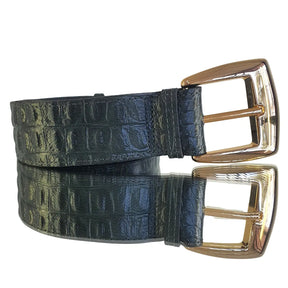 Cinto Couro Legítimo Verde Militar Croco (3,5cm Larg)